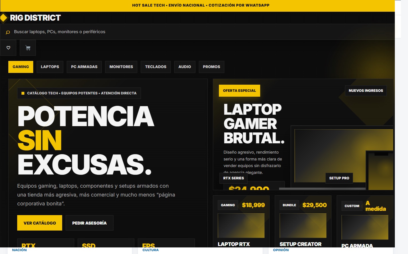 Landing dentro de Zabitt en uso real